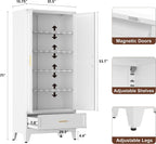 LCAOPC 71" Tall Metal Pantry Storage Cabinet with Drawer and Adjustable Shelves, Freestanding Kitchen Cupboard Storage Cabinet for Kitchen,Dining Room, Living Room, White