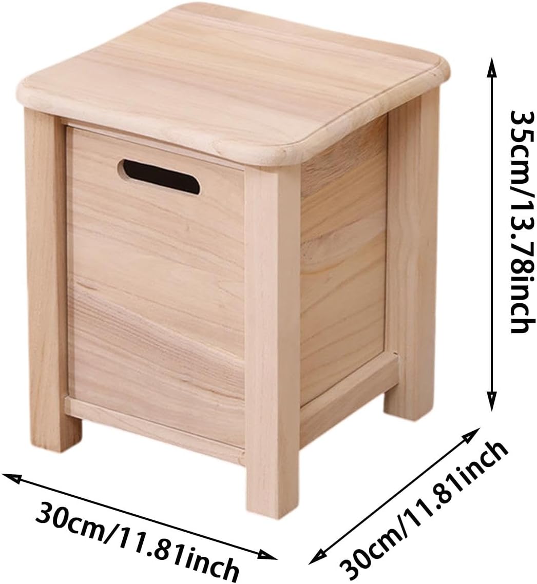 Wooden Foot Stool with Drawer Footstool Garden Display Stand Footrest Ottoman for Doorway Living Room Entryway Bedroom Dorm, 30cmx30cmx35cm
