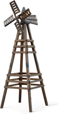 Wooden Windmill, Weather-Proof Wind Spinner, Outdoor Wind Mill for Garden Lawn Patio Decoration (Carbonized, Medium)