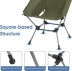 MOON LENCE Portable Camping Chair Plus, Larger & Roomier, Compact and Lightweight Still, Folding Chair for Backpacking & Hiking, 330Lbs Capacity (Moss Green-2pack)