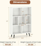 Giantex 7-Cube Bookcase, 3-Tier Modern Bookshelf with 4 Metal Legs, 31.5" Freestanding Open Storage Organizer with 2 Anti-tip Devices, Mid-Century Display Rack for Living Room (31.5" x 9.5" x 42")