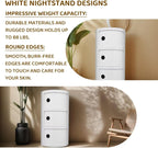 3 Tier Round with Storage, Modern Style Side Table, Multifunctional End Table Storage Cabinet for Living Room, Bedroom, Bathroom (White)