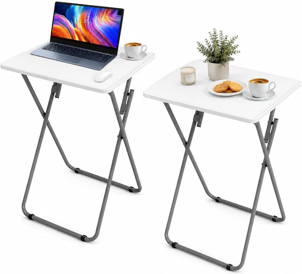 Gocamptoo Portable Folding TV Dinner Tray Table Set of 2 | No Assembly Required TV Dinner Table with Sturdy MDF Top