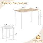 VECELO Dining Table and Faux Leather Chairs Set for 4, Oak | Kitchen table and chairs set for 4, Faux leather stools, Wood tabletop, Sturdy metal frame, Space-saving, Easy assembly