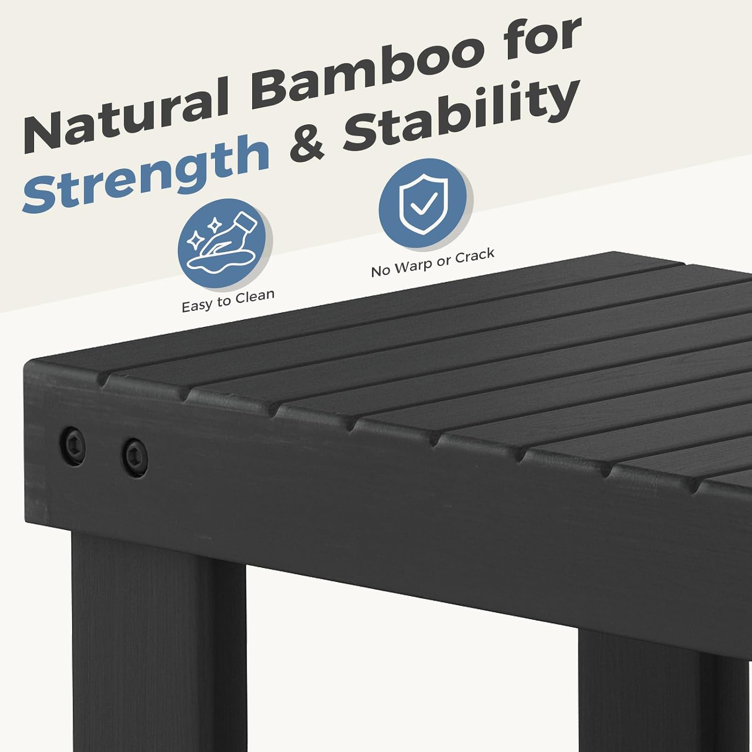 DUMOS Wooden Shoe Rack Bench with Storage, 3-Tier Bamboo Entryway Benches, Shoe Rack Holds Up to 286 lb Storage Organizer, 11.3 x 35.43 x 17.8 Inches, Suitable for Bedroom Living Room Balcony, Black