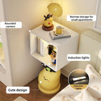 Narrow Bedside Table, Mini Cartoon Bedside Cabinet, Cute Cream Style Nightstand, Night Stand for Bedroom, Living Room(Yellow)