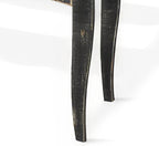 Benzara Rena Side End Table with Scallop Trim- 28 Inch Rustic Black Mahogany