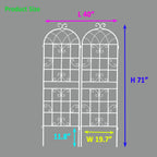 2 Pack Metal Garden Trellis 71" H Fence Rustproof Garden Trellis for Climbing Plants Support Roses Flower Outdoor Lawn, Cream White