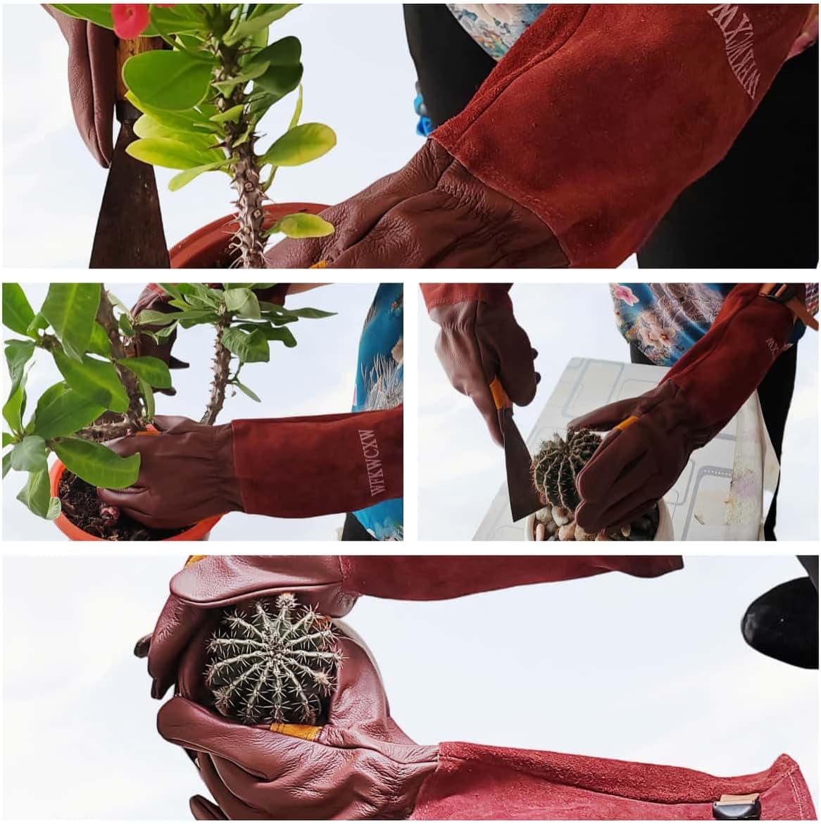 Gardening Gloves for Women/Men,Rose Pruning Long Leather Garden Gloves Thorn Proof