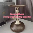 Metal Columns Table, Modern Round End Table, Small Dining Table, Simple Bedside Table, Corner Accent Table for Living Room, Bedroom, Balcony, Study