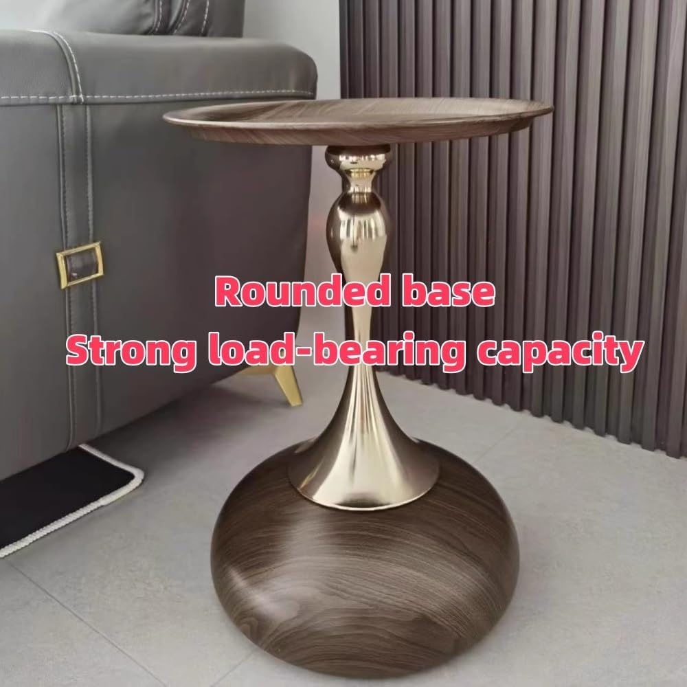 Metal Columns Table, Modern Round End Table, Small Dining Table, Simple Bedside Table, Corner Accent Table for Living Room, Bedroom, Balcony, Study