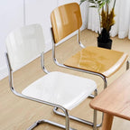 Etlegor Kitchen Plastic Backrest Dining Chair, Modern Cantilever Side Chair w/Chrome Steel Frame for Living Room Office Leisure Area(Creamy White)