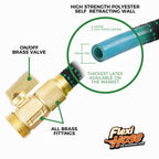 Flexi Hose with 8 Function Nozzle, 25FT - Lightweight Expandable Garden Hose, No-Kink Flexibility, 3/4 Inch Solid Brass Fittings and Double Latex Core - Black and Green
