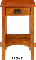 HomeStock Earthy Elements Spacious Mango Wood Telephone Stand with Slatted Side Panels, Brown