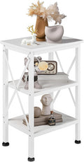 VECELO End Side Table Night Stand,X-Design with Storage Shelf for Bedroom,Living Room,White