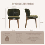 YOUNUOKE Single Dining Chair Modern Dining Room Chair Green | Upholstered Chenille Fabric Kitchen Chair, Widen Curved Backrest Comfy Side Accent Chairs with Wide Padded, Wood Legs