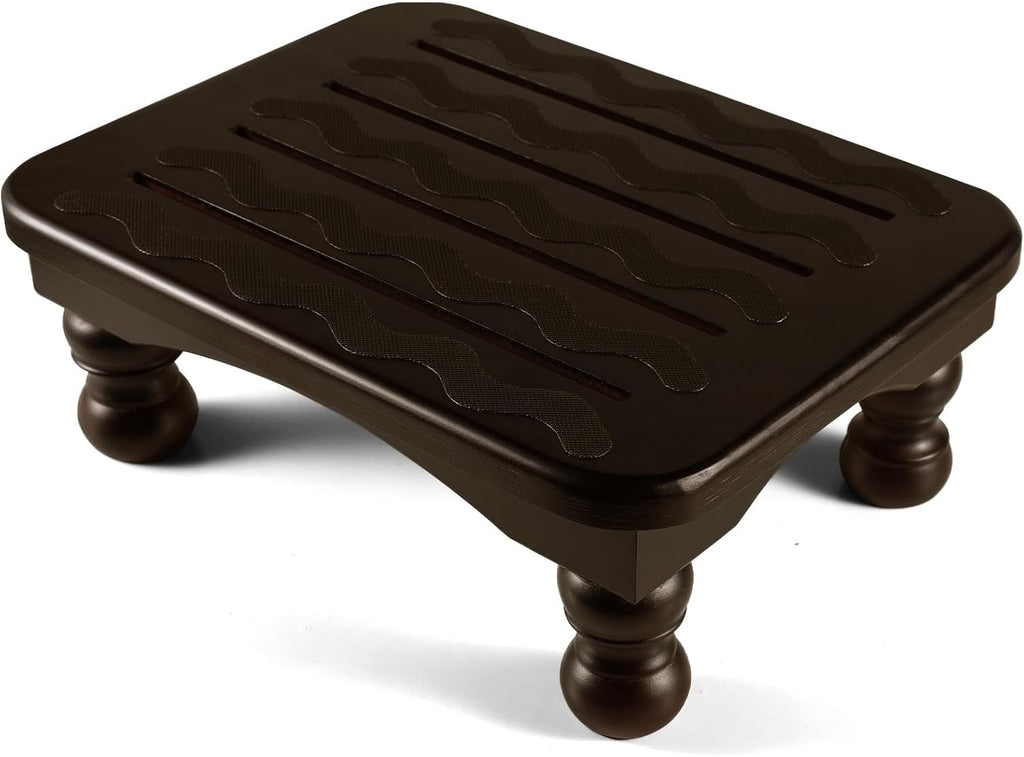 URFORESTIC Solid Wood Bed Step Stool Super Large/Bedside Steps for High Beds/Solid Wood Super Sturdy Hold Up to 500 LBS (Dark Walnut)