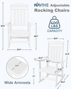 NAVINE 3-Piece Outdoor Rocking Chair Set, Oversized Porch Rocking Chair Set of 2 with Side Table, Suitable for Patio, Porch, Backyard