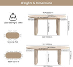 homary Oval Extendable Dining Table 79"–94", Japandi Wooden Dining Table for 6–10, Solid Wood Kitchen & Dining Room Table with Double Pedestal Base (Table Only)