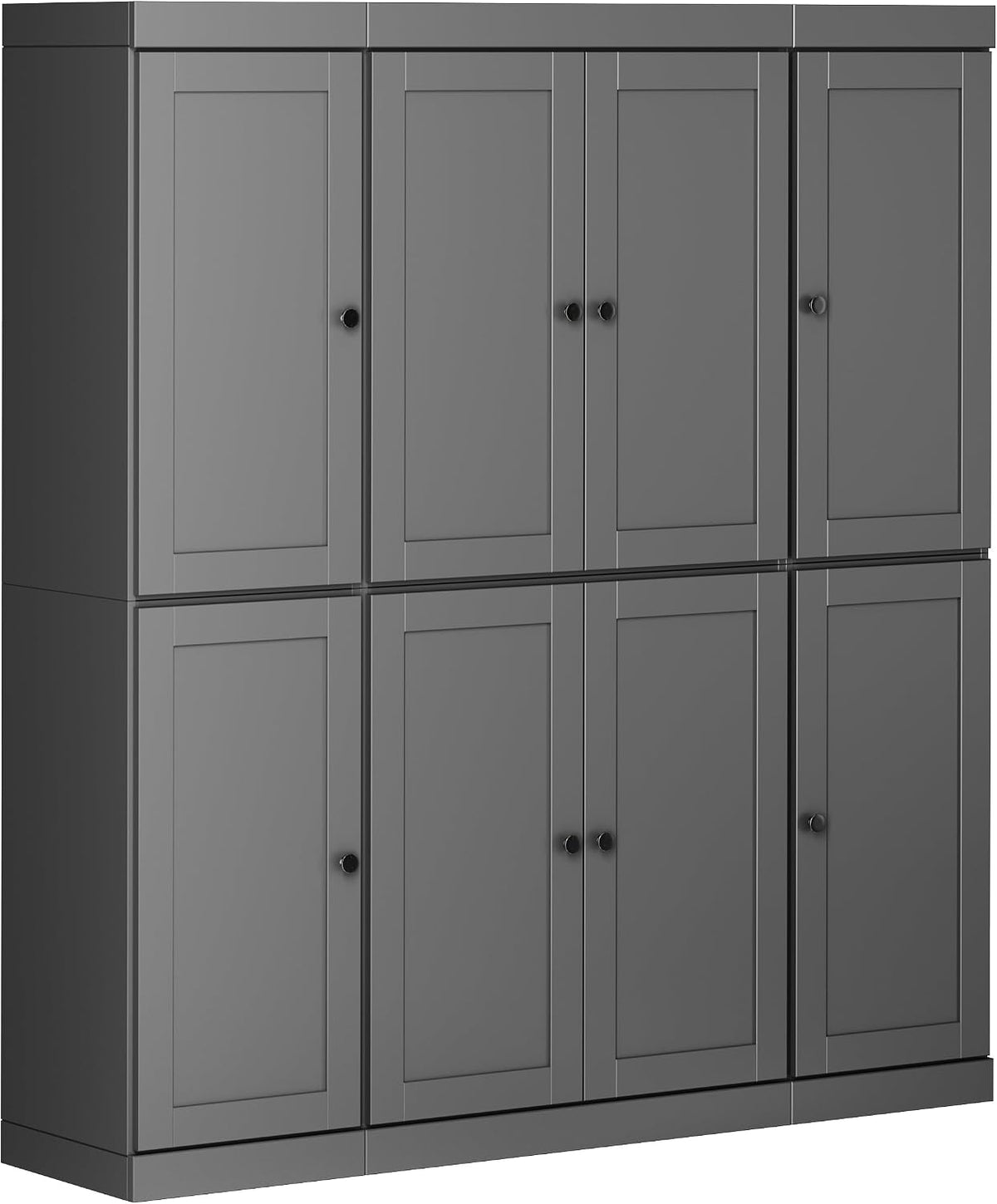 Palace Imports Solid Wood Kitchen Pantry Cabinet – 71.5" Tall x 65" Wide – Wooden Storage Cabinet with 8 Shaker Doors & 12 Adjustable Shelves – Gray, 100% Eco-Friendly Wood, Made in Brazil, Cupboard