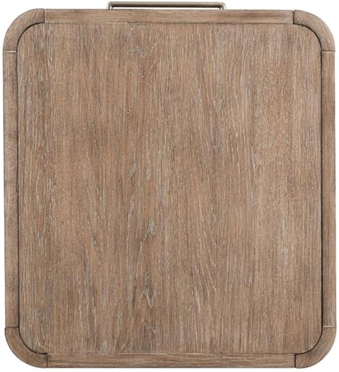 Pemberly Row 3 Piece Set, Round Rubberwood Cocktail Table with Faux Concrete Insert and 2 End Tables, Burnished Beige Finish, Satin Pewter Hardware, Storage Drawer, Living Room Furniture