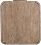 Pemberly Row 3 Piece Set, Round Rubberwood Cocktail Table with Faux Concrete Insert and 2 End Tables, Burnished Beige Finish, Satin Pewter Hardware, Storage Drawer, Living Room Furniture