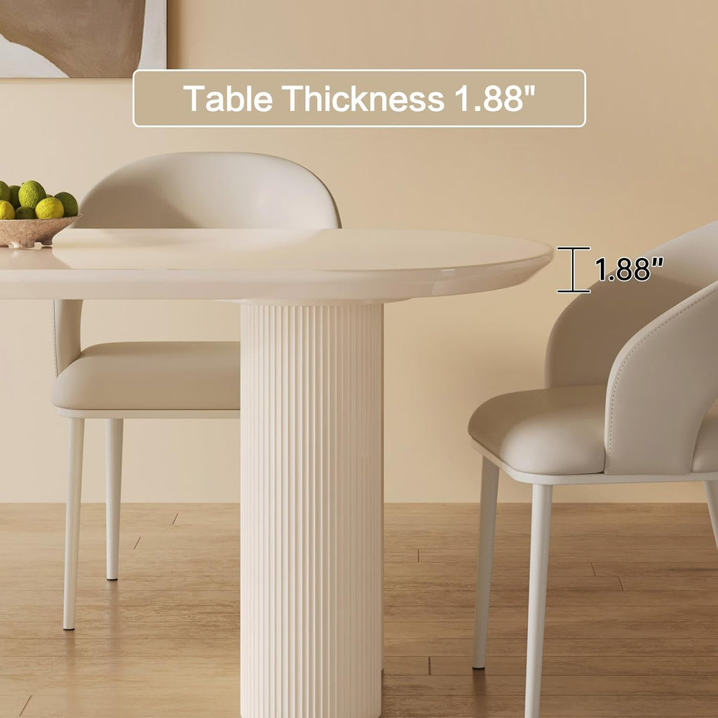 Rectangle Dining Table Set for 4, Modern Dinner Table with 4 Chairs for Kitchen, White Indoor 5 Pieces Kitchen Table Set, 62.99" L