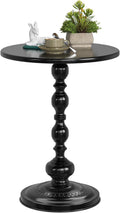Simple Trending Small Side Table, Round Drink Table End Table, Sofa Table TV Tray Table, Pedestal Coffee Table for Living Room, Black