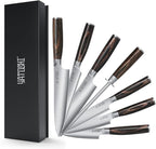 Yatoshi Kitchen Knife Set - 7 Piece, Ultra Sharp High Carbon Stainless Steel, Hidden Tang with Pakkawood Handles