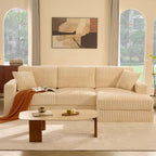 GOSUHI 113" L-Shaped Cloud Couch, Modular Sectional, Deep Seats, White | Pocket Spring Cushions, Oversized 3-Seater, Right Facing Chaise, Corduroy Upholstery Couches for Living Room