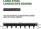 Galvanized Steel Landscape Edging - 40 Inch Strips, 8 Inch Depth, 6-Pack Black Bendable Metal Edging - 20FT Total Length