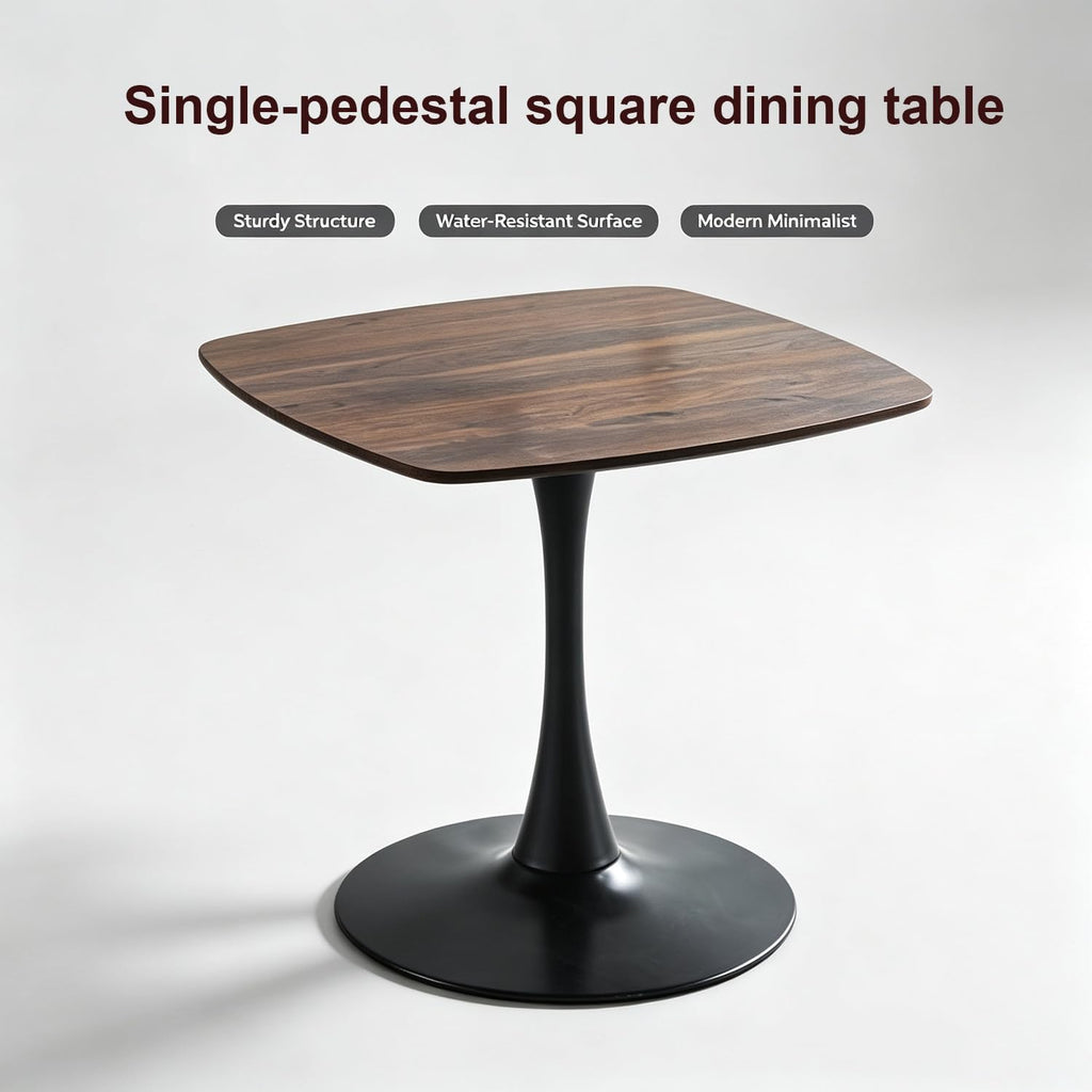 Table with 4 Chairs for Small Spaces, Pedestal Base Table | Easy Maintenance，UV Protection，Single-pedestal square dining table，Stackable for Easy Storage