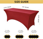 2-Pack 8ft Spandex Table Covers for Rectangle Folding Tables - Washable Elastic Tablecloth - Ultimate Fitted Table Protector for Birthday Parties, Trade Shows, Banquet