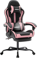 Gaming Chair, Ergonomic Computer Chair with Footrest and Lumbar Support, Height Adjustable Game Chair with 360°-Swivel Seat and Headrest and for Office or Gaming Blackpink