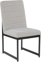 Signature Design by Ashley Tomtyn Dining Chair, Set of 2, Cushioned Polyester Side Chairs with Sturdy Metal Frame, Modern Urban Style for Kitchen or Dining Room, Light Beige & Gunmetal Gray