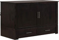 Daily Delight Murphy Cabinet Chest Bed with Charging Station & 6" Memory Foam Mattress, Queen (Java)