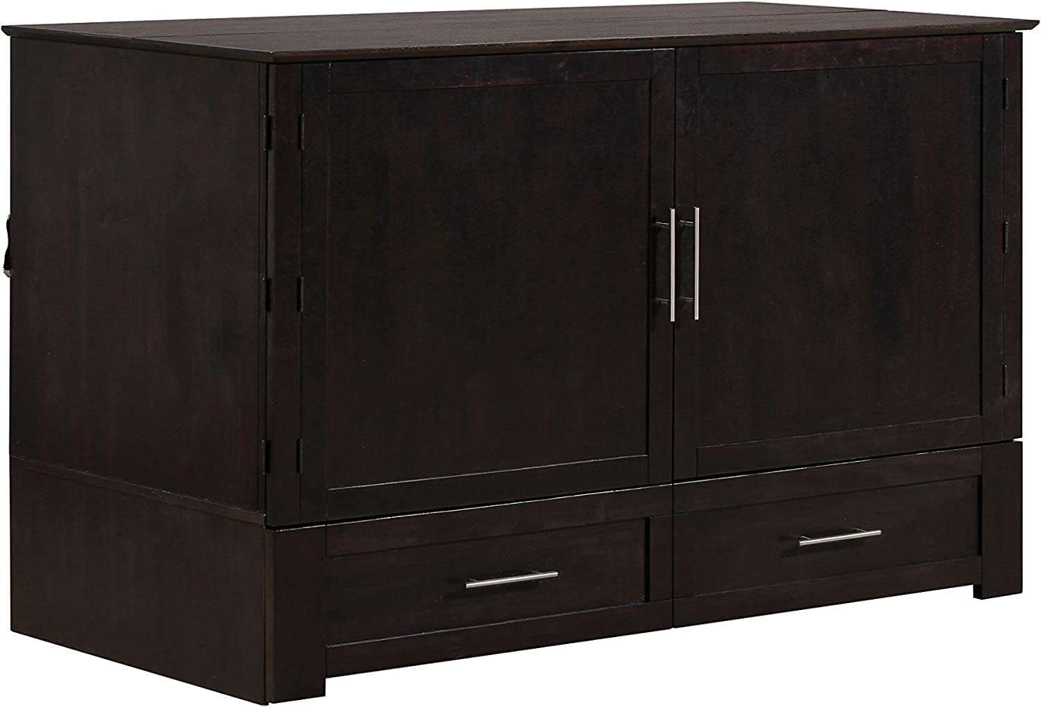 Daily Delight Murphy Cabinet Chest Bed with Charging Station & 6" Memory Foam Mattress, Queen (Java)