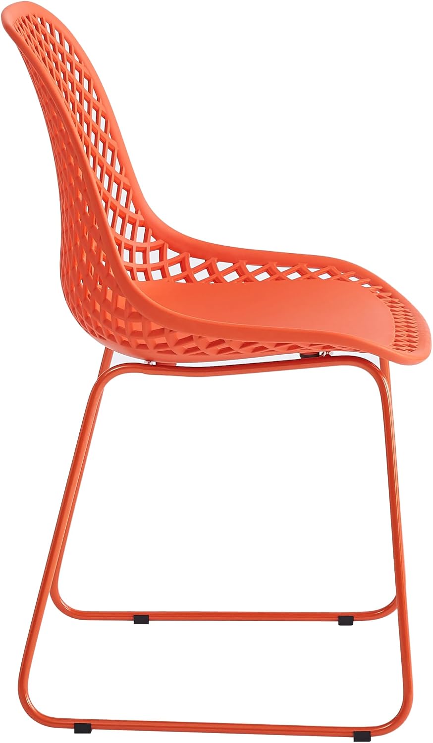 Modern Plastic Dining Chairs, Set of 4 (Blood Orange) | Easy-clean, 280lb Capacity Mental Legs, 5min Quick Assembly, Dining room& Kitchen Seating, Stable on Floors & Carpet