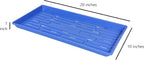 SUNPACK 10" x 20" Heavy Duty Shallow Plastic Seed Starting Tray, Blue, 1" (Pack of 10) - Lined with Drainage Holes for Excess Water and Aeration, Ideal for Greenhouses or Indoor Gardening