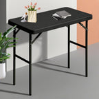 Folding Table 2.7ft Rectangular All-Occasion Plastic Folding Event Table for Indoor and Outdoor, Portable Desk, Camping, Durable and Stable, HDPE and Steel, Wide Application, Black