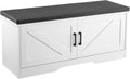 VEVOR Shoe Storage Bench with Padded Cushion & 2 Barn Doors, Entryway Bench 39.4 x 14.0 x 18.1 Inches, for Entryway, Hallway, Living Room, Bedroom