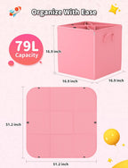 YOHOOLYO 2 In 1 Toy Storage Play Mat, Storage Box for Kids Children Space Adventures Design,Nursery, Playroom, Basket for Building Bricks Blocks Collapsible Cube Bin, 16.9"x16.9"x16.9"