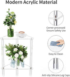 Clear Triangle Acrylic Side Table for Small Space, 11.81" L x 11.81" W x 19.82" H, 2-Tier Transparent Corner Shelf Stand End Table, Corner Storage Display Rack for Living Room Bedroom Bathroom