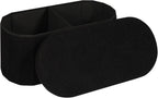 30" Oval Foldable Ottoman with Storage, Teddy Boucle Fabric Footrest, Storage Bench for Living Room, Bedroom, Entryway, Dorm, Black