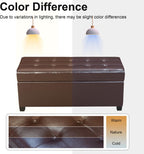 Homebeez 40" Faux Leather Storage Ottoman Bench, End of Bed Bench, Upholstered Bench with Storage for Living Room,Bedroom,Entryway (40" Brown)