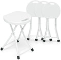 GYMAX Folding Stool, 18in Portable Collapsible Bar Stool with Handle & Steel Frame, 440lbs Sturdy Foldable Lightweight Metal Chair for Outdoor/Indoor Kitchen Home Bar, Assembly Free
