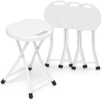 GYMAX Folding Stool, 18in Portable Collapsible Bar Stool with Handle & Steel Frame, 440lbs Sturdy Foldable Lightweight Metal Chair for Outdoor/Indoor Kitchen Home Bar, Assembly Free