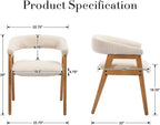 RIVOVA Modern Round Dining Chairs with Open Curved Back Set of 2, Linen Fabric Upholstered Kitchen & Dining Room Chairs, Farmhouse Wooden Barrel Kitchen Side Chairs with Arm, Beige, Natural