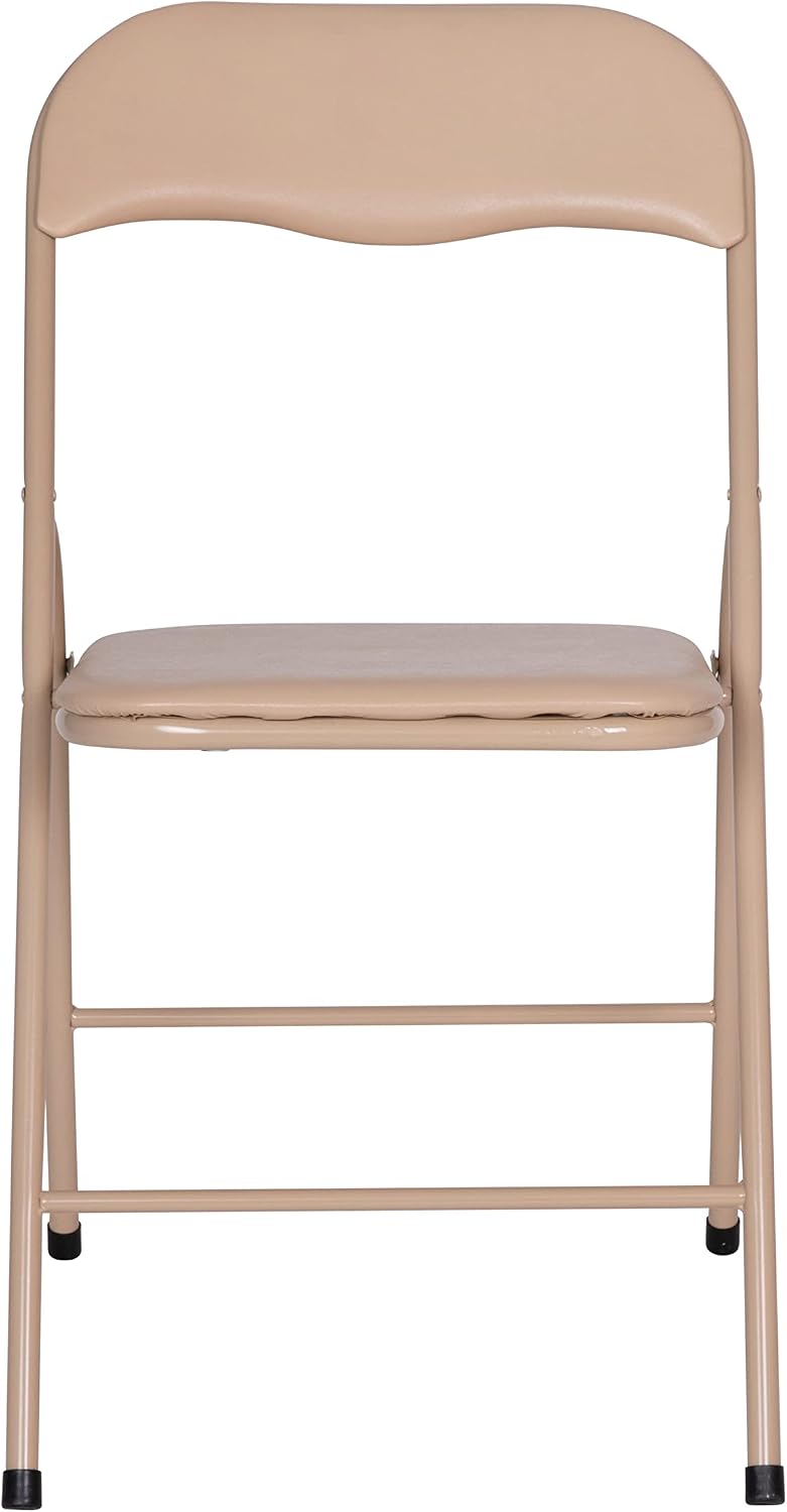 EMMA + OLIVER Tan Square Folding Card Table and Chairs Set for 4 Players | Lightweight, Easy Storage, Padded Top