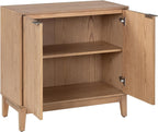 Modern Fluted Accent Credenza - Sideboard Buffet Cabinet with Doors & Adjustable Shelves, Multi-Functional Storage Cabinet for Living Room, Dining Room, Hallway & Entryway (Natural Ash)